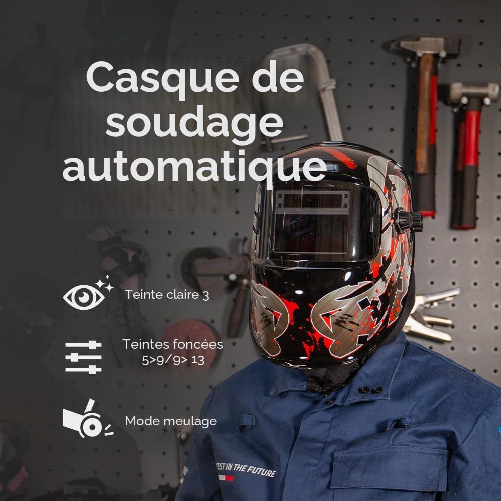 GYS, Masque de Soudage LCD PROMAX 3/5-13 G VOLCANO True Color, Teinte 3/5>13, Champ de Vision 100x50mm, Assombrissement Auto 0,08ms, Classe Optique 1/1/1/2, pour MMA, TIG, MIG/MAG & Meulage