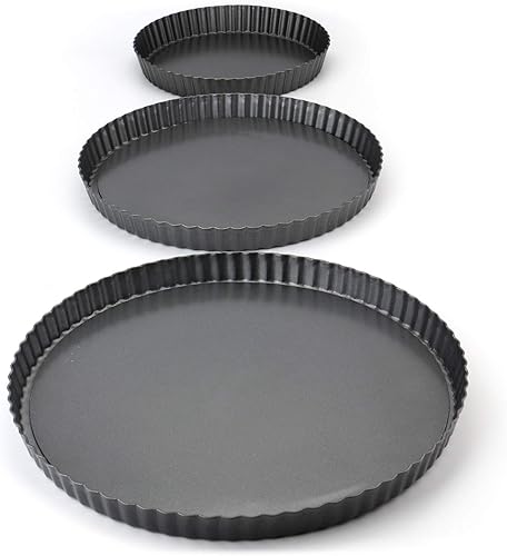 Miniatura 2 de Tosnail Juego de 3 moldes redondos antiadherentes para quiche, de 12 pulgadas, 10 pulgadas, 8 pulgadas, molde para tartas de frutas y tartas