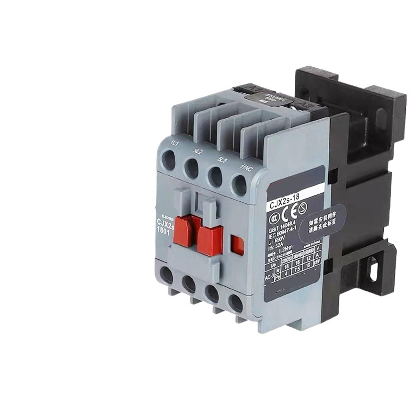 Contacteur électrique triphasé 18A NC CJX2s-1801 avec bobine 220V stable