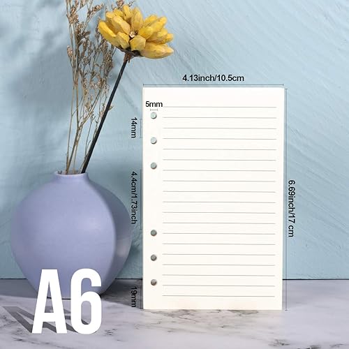 Miniatura 2 de Recarga de papel rayado, repuestos de cuero forrados, 6 agujeros (320 páginas) para carpetas A6, cuadernos recargables, paquete de 2 (cada paquete