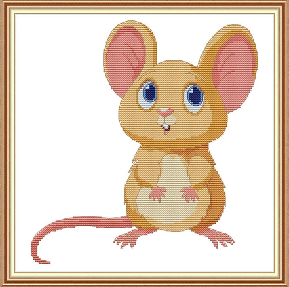 WOWDECOR Kit De Broderie Au Point De Croix Pour Adultes Et Enfants, Chats De Noël, Chiens Humoristiques 11CT Estampillés DIY DMC Needlework Facile Pour Débutants Souris