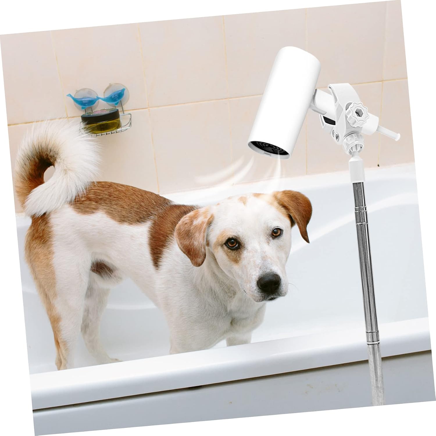 IMIKEYA Dog Grooming Blow Dryer Holder Hair Dryer Rack Hands- Stand Rotatable Easy Installation White