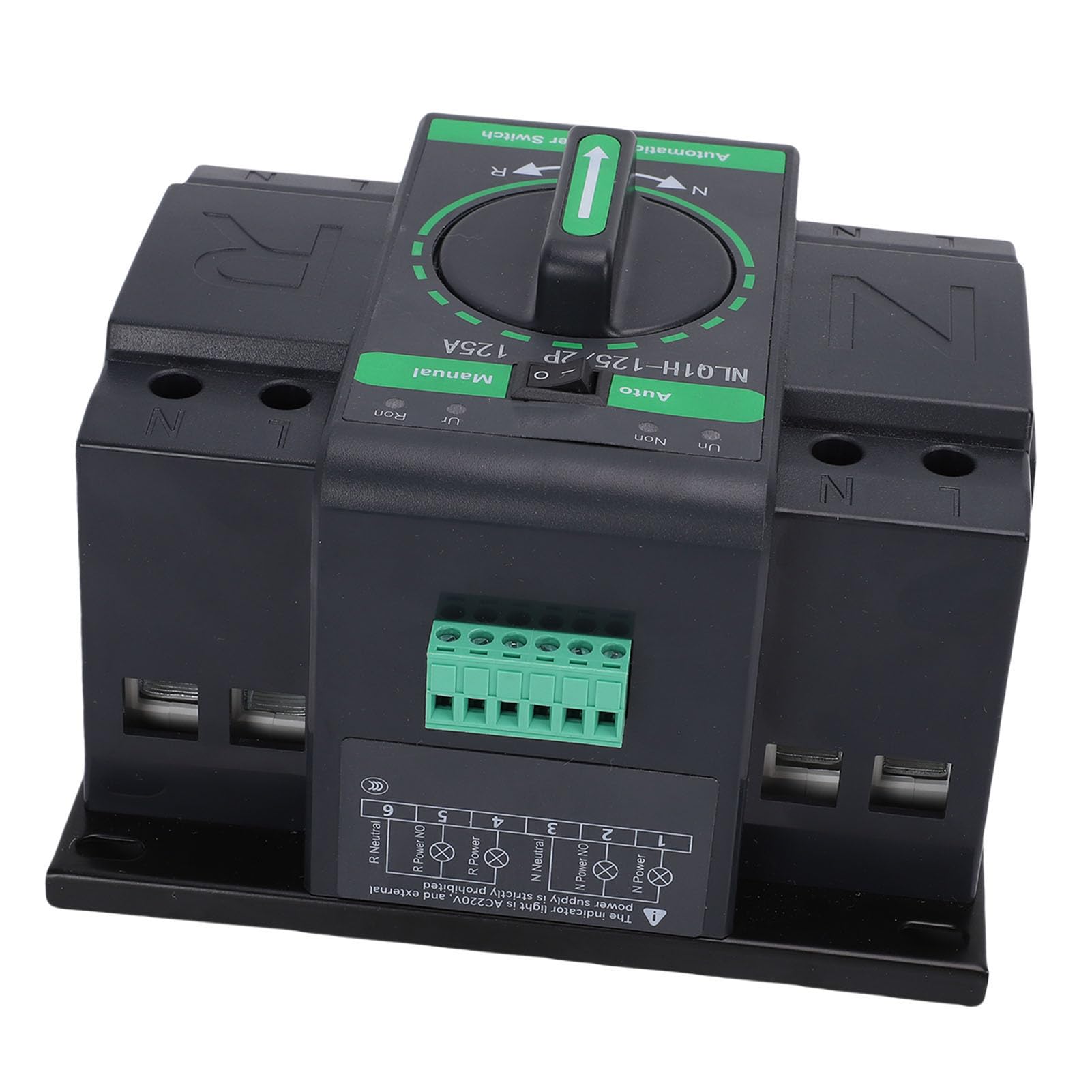 Interruptor de Transferencia Automática de Doble Potencia 125A Conmutación Automática y Manual Segura y Eficiente para Uso Residencial e Industrial PC Retardante de Llama 165 X 110 X 138 Mm