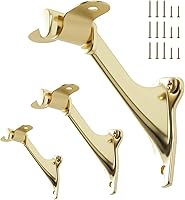 HOME MASTER HARDWARE 3" Stair Handrail Brackets 3 Pack - Heavy Duty Banister Brackets for Stairs, Bright Brass, 200 lbs Capacity, Easy Install w/Screws