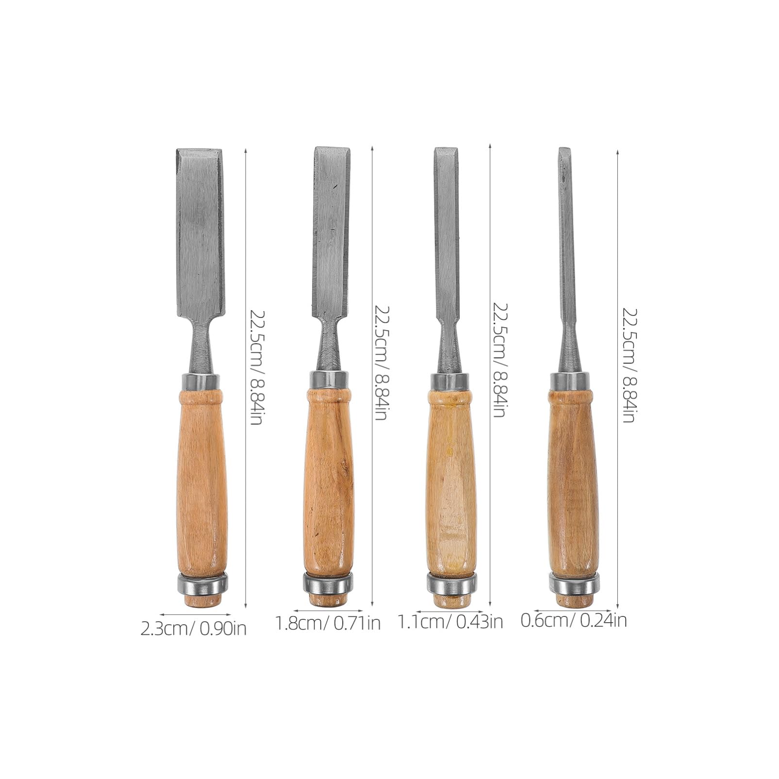 ERINGOGO Set 4pcs Multi Function Carving Chisel Set Ergonomic Handle Flat Tip for Woodworking Includes Cast Pouch for and Organization