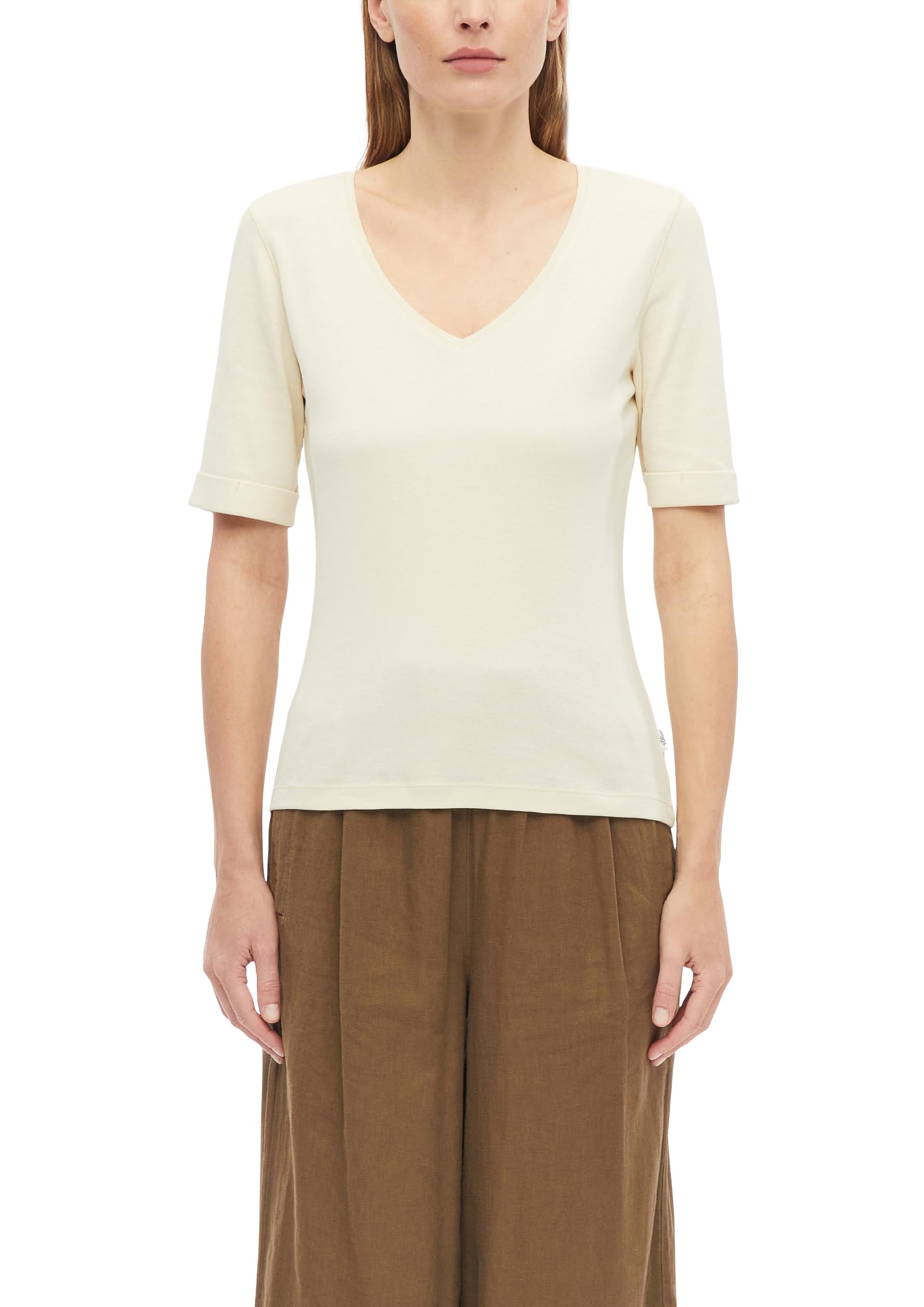 s.Oliver Women's 2179331 T-Shirt, V-Neck, Slim Fit (Pack of 1), Brown, 12