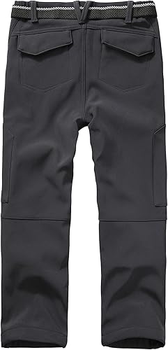 Miniatura 2 de linlon Pantalones cargo de senderismo para niños y jóvenes, impermeables, con forro polar suave y forro polar, pantalones de nieve aislados, Nieve