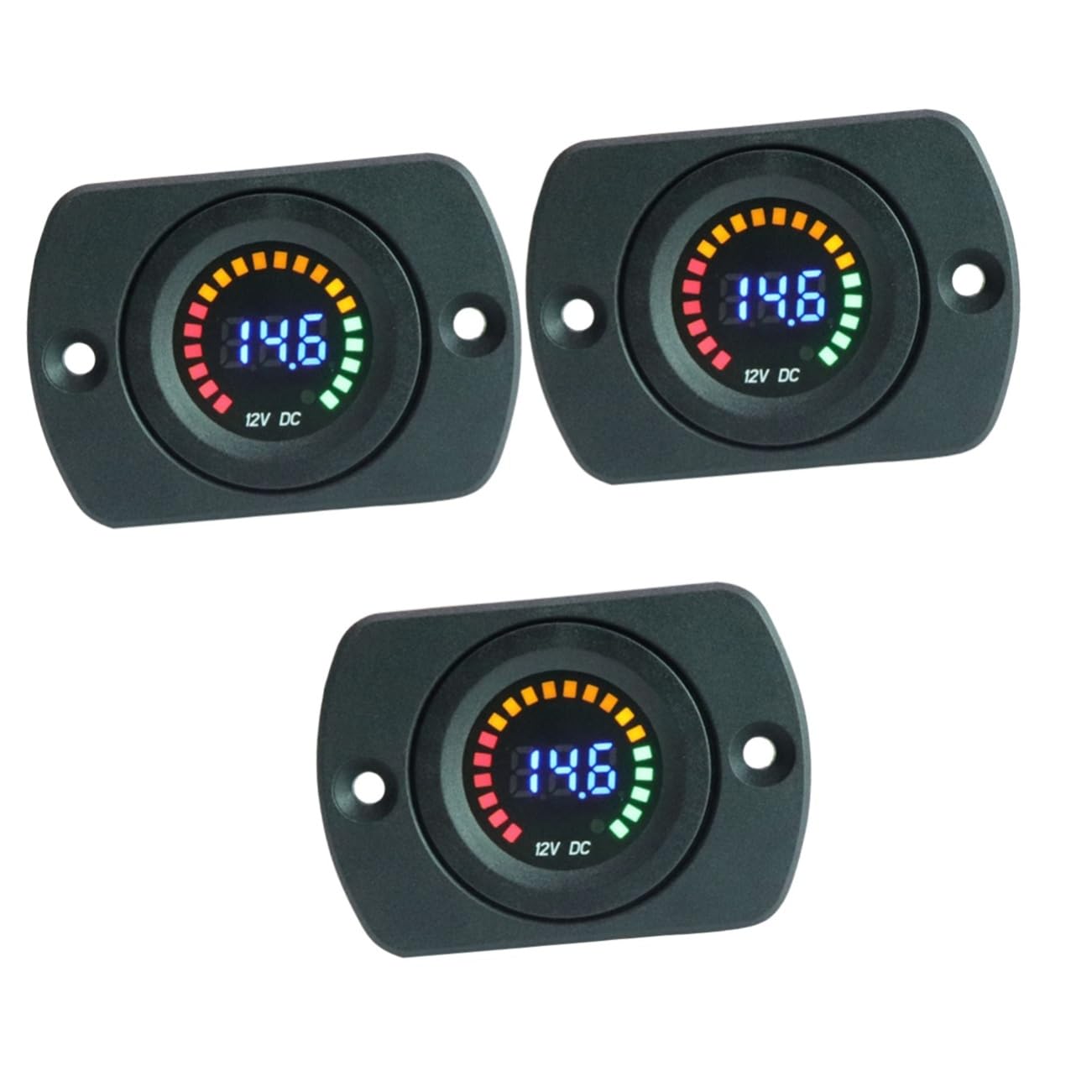PartyKindom 3pezzi Voltmeter Digitale Per Auto e Display Led Tester Di Tensione Per Batterie Strumento Di Misura Compatto e Facile Da Installare Per Camper e Veicoli Off-road
