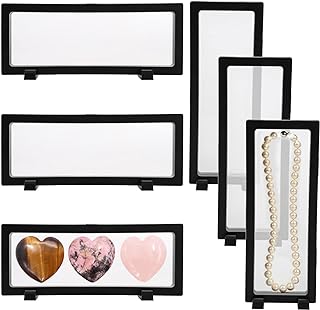 Dicunoy 6 PCS 3D Floating Display Case, Coins Display Stand Holder for Jewelry, Large Suspension Money Frame Box for Dollar Bill, Medallions, Fossils, Rocks, Stamps, 9" x 3.54" x 0.75"