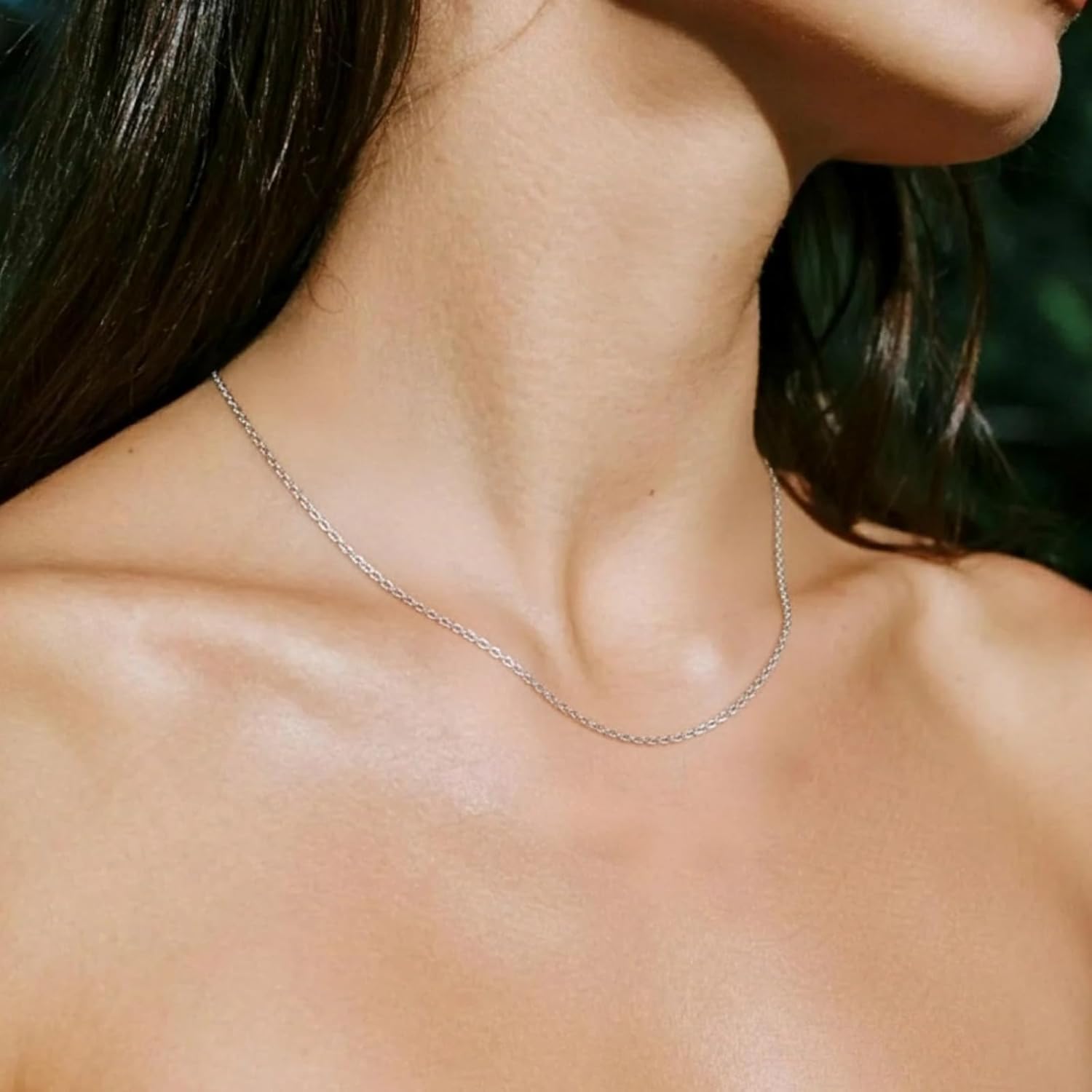 925 Sterling Sliver Chain Necklace for Women - Dainty 1.1mm Cable Chain, Sturdy Hypoallergenic Necklaces, 14/16/18/20/22/24 Inches Jewelry Gifts for Men Women - Image 9