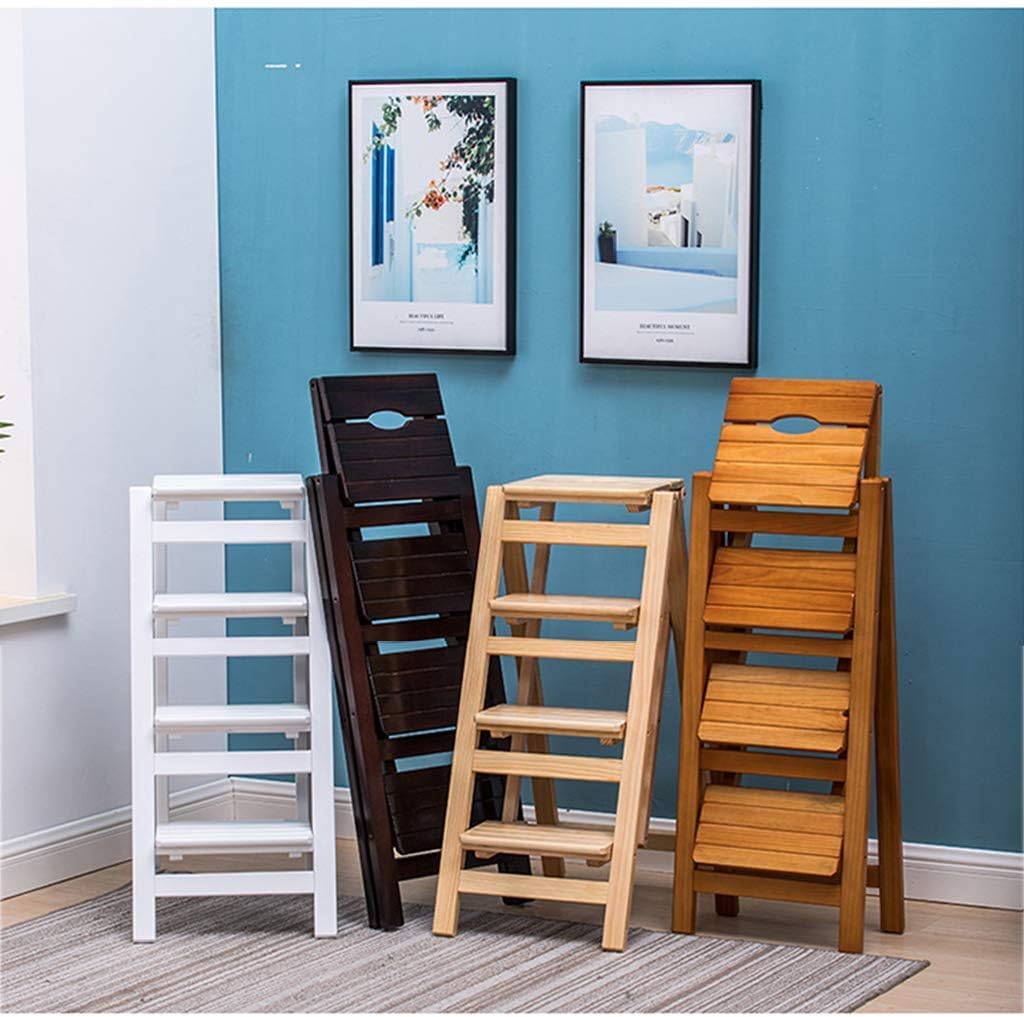 Home Step Stools,Step Stool High Stool Stair Chair Seats Wooden Ladder 4-Step Shelf Stepladder Multifunctional Folding Fold up Library/Kitchen/Office Steps (42×87×92Cm)