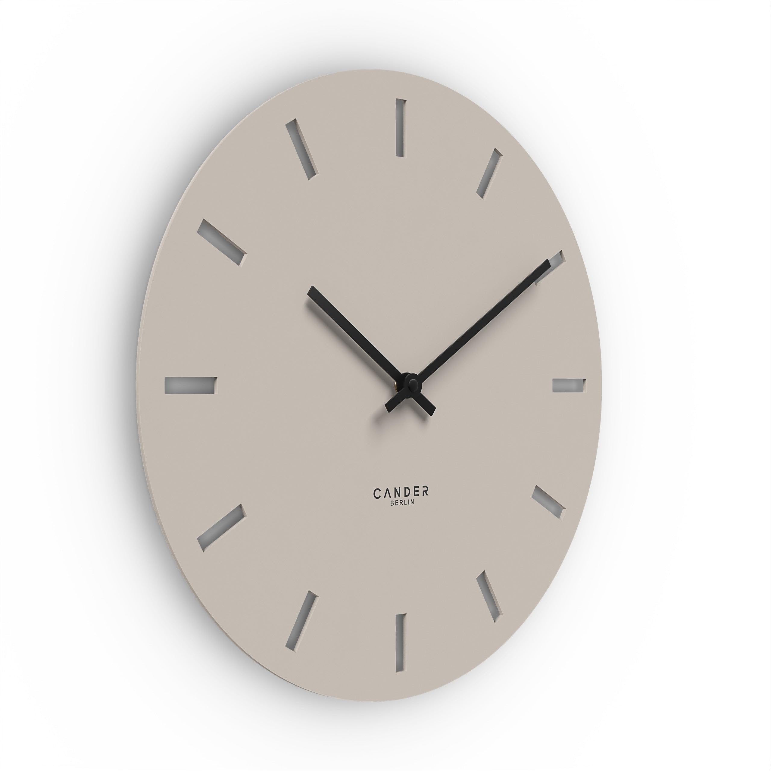 Cander Berlin MNU 2550 P XXL Wanduhr lautlos 50 cm ohne Tickgeräusche analog Wohnzimmer modern Vintage warmgrau groß