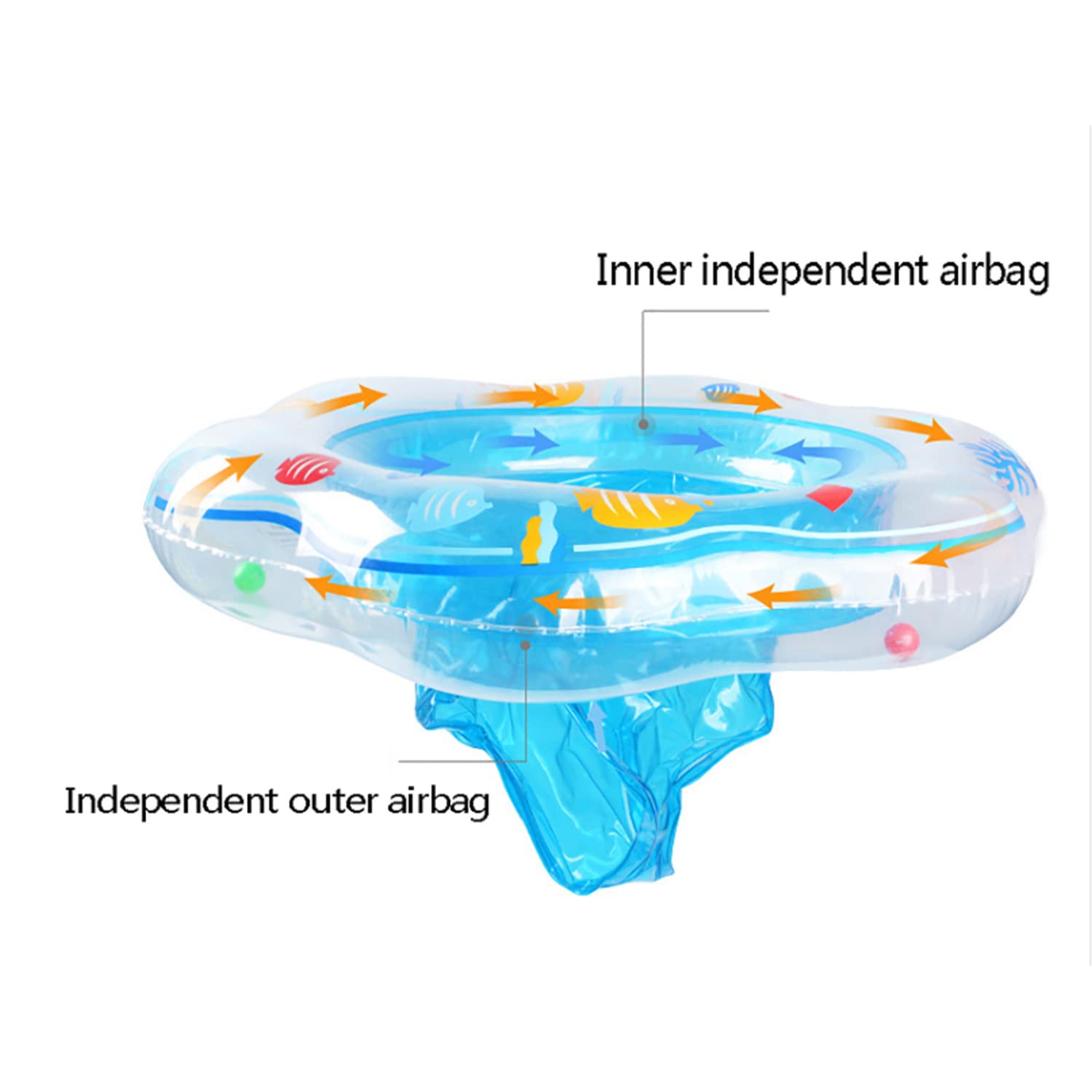 Anneau De Natation Avec Siège – Double Airbag – Pour Bébé 6-36 Mois, Bleu, 52 Cm – À Utiliser Sous Surveillance Adulte