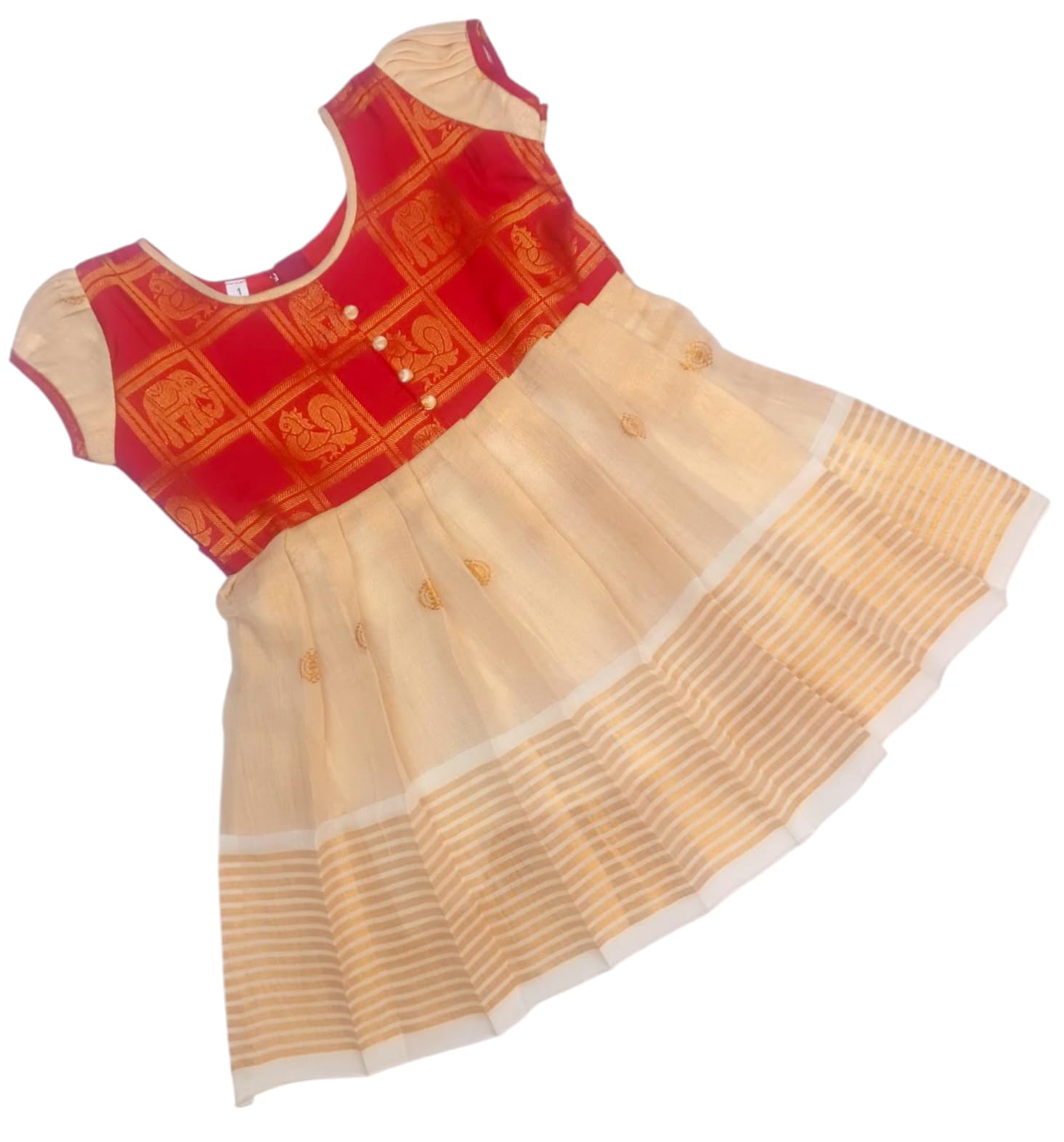 LOTUS ETHNIC Baby Girl's Kerala Tissue Cotton Frock Pattu Pavadai LEHENGA CHOLI Chaniya Choli (0-5 Years)
