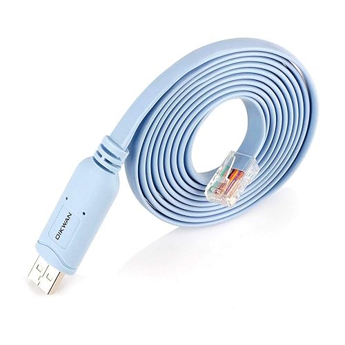 Cable de consola USB, cable de consola USB a RJ45 para routers/AP de Cisco, router/switch para Windows, Mac, Linux (1.8m, azul)