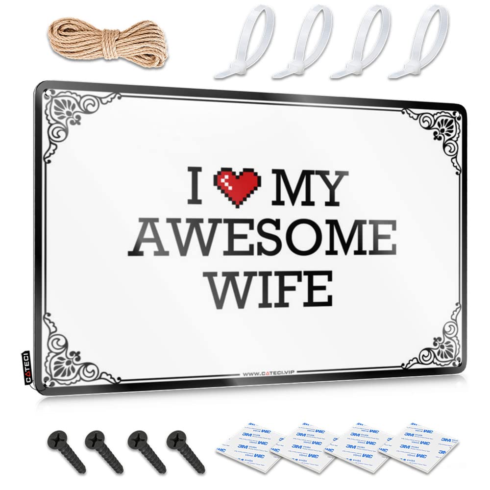 Beer Fun Funny Sign | I Love My Awesome Wife Awesome Decorative Wall Art Ready To Hang For Bars(30X40CM)