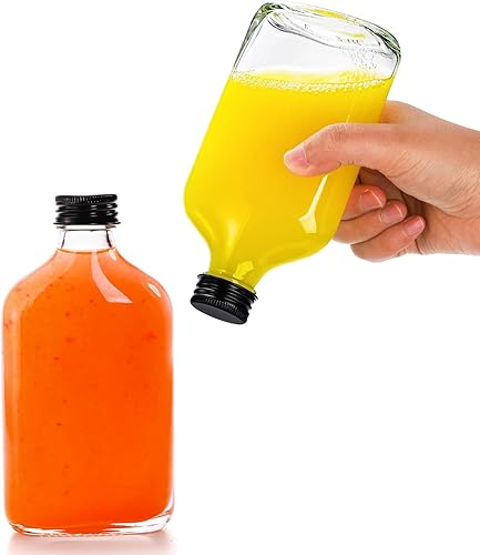 Miniatura 3 de Tebery Paquete de 20 botellas de vidrio para licor con tapas negras, botellas de bebida de 6.6 onzas para cerveza, leche, bebida, perfume, aceite,