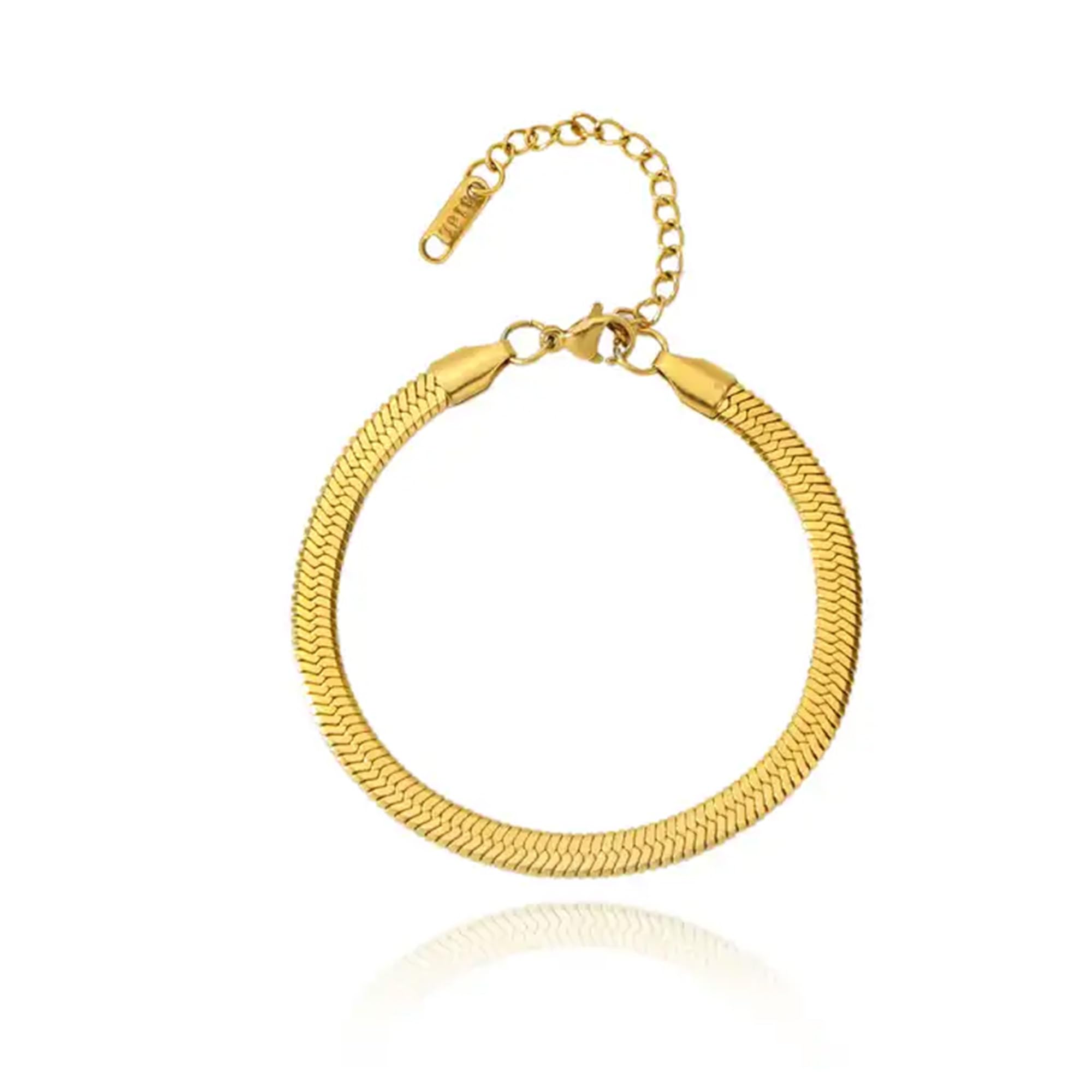 Crystal Crest Anti Tarnish Waterproof 18K Gold Plated Stainless Steel Bracelet for Women and Girls | Stylish Snake Bone Chain Bracelet | Charm Bracelet for Office & Outing (Bulk Chain) (B0CRQ9GWHY) Amazon Price History, Amazon Price Tracker