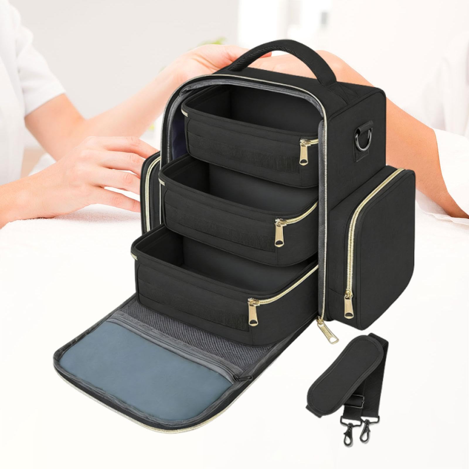 Tragbares Nagellack Organizer Etui, Gel Nagellack Tasche, Schwarz