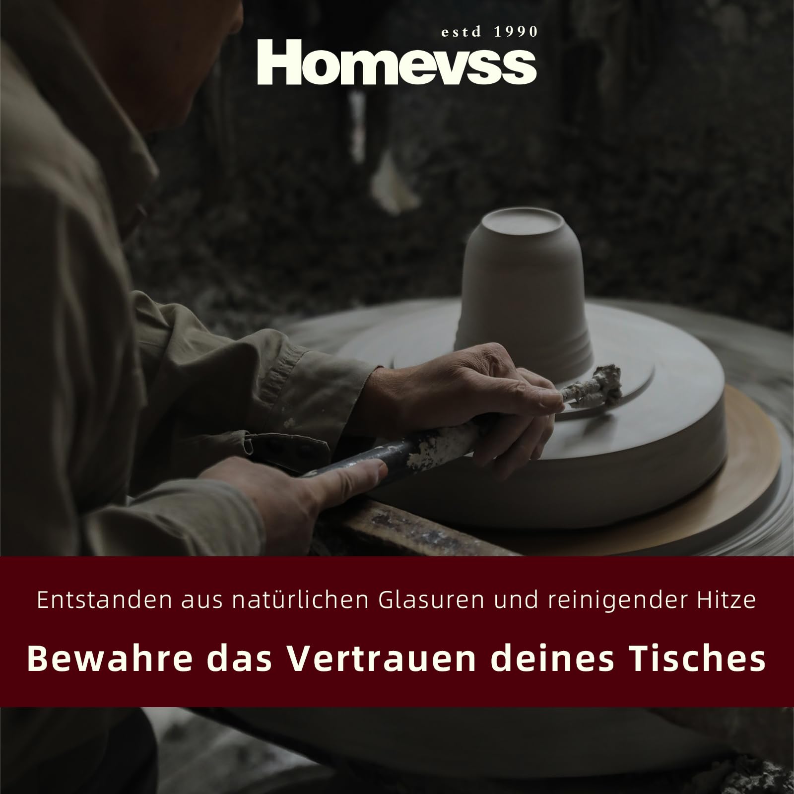 HomeVss Sonoma 16-teiliges Steingut-Essgeschirr-Set, außen schwarz mit schwarzen Sprenkeln (Blau)