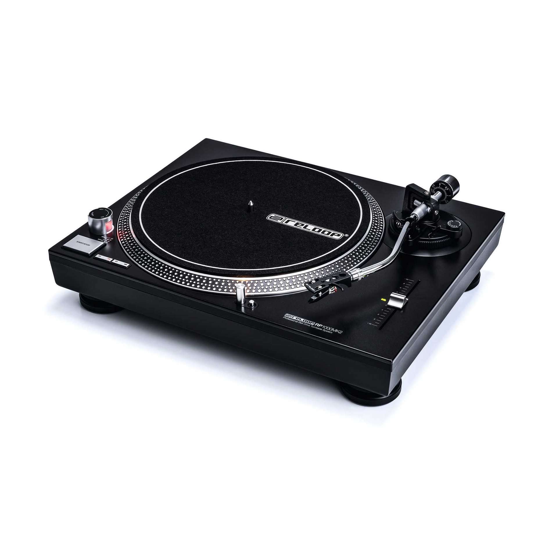 Reloop RP-1000 MK2 - Tocadiscos con transmisión por Correa para DJ y HiFi, Rango de variación Pitch +/-10%, Negro