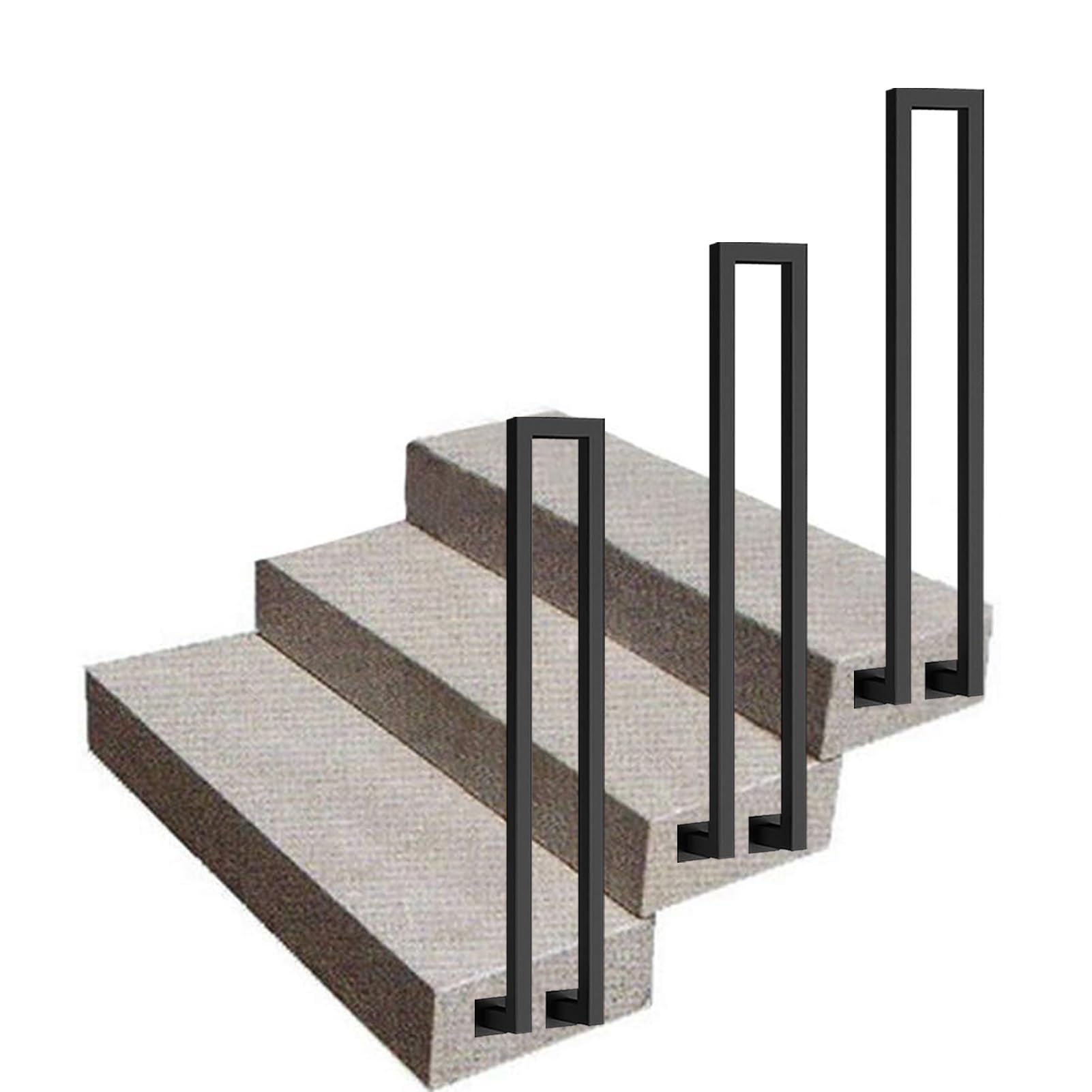 LWJSOCP Exterior Stair Railing Fits 1 Steps, Outdoor Garden Hand Rails Wrought Iron Handrails Balustrade Guardrail Side Wall Mounted for Cement Concrete and Wooden Steps (Size : 2.8ft/85cm)
