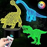 Dinosaurier Spielzeug, 3D Nachtlicht kinder dino dana nachtlicht steckdose geschenke fur 3 4 5 6 7 8 jungen mädchen Nightlight with Remote control-3pcs (3pcs Dinosaur)