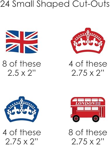 Miniatura 5 de Big Dot of Happiness Cheerio, Londres  Decoración de bricolaje para fiestas británicas del Reino Unido, guirnalda de pinzas para la ropa, 44 piezas