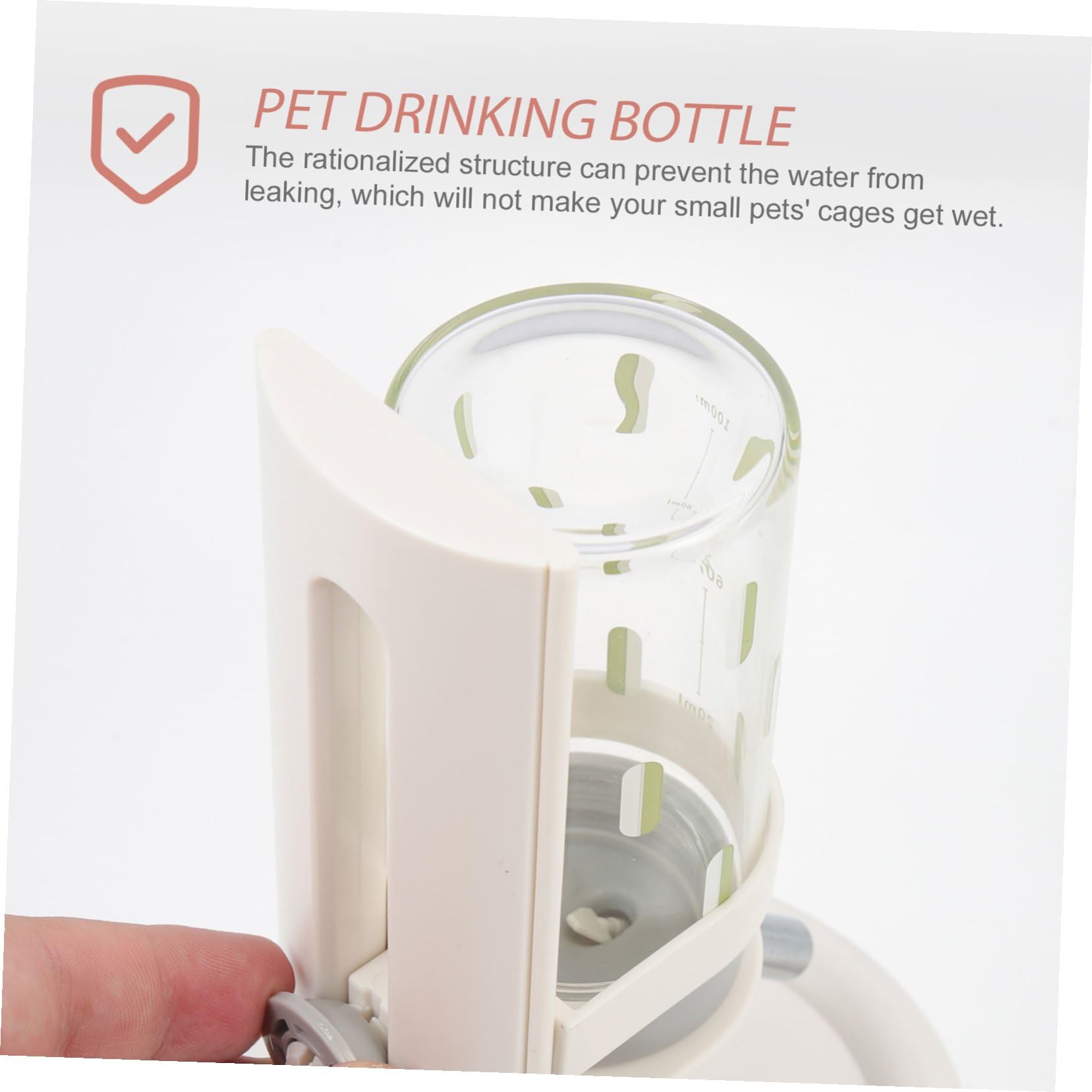 Hamster Trinkflasche Weiß mit Halterung, Transparentes Glas | Abs und Pp Teile, Leicht Ablesbarer Wasserstand, Auslaufsichere Ausführung, für Haustierkäfige