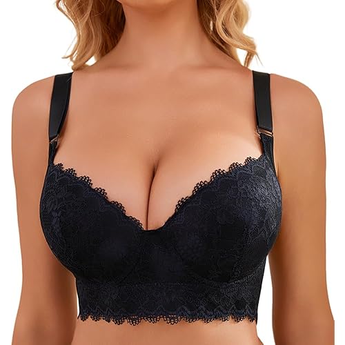 Push Up Bras for Women Lace Underwire Add One Cup Bra with Support Smoothing Bra(34B-46DD)
