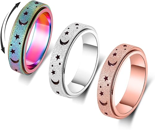 OreilleStar Anillo giratorio para la ansiedad para mujer, anillo giratorio anillo para aliviar la ansiedad, anillos giratorios para la ansiedad para