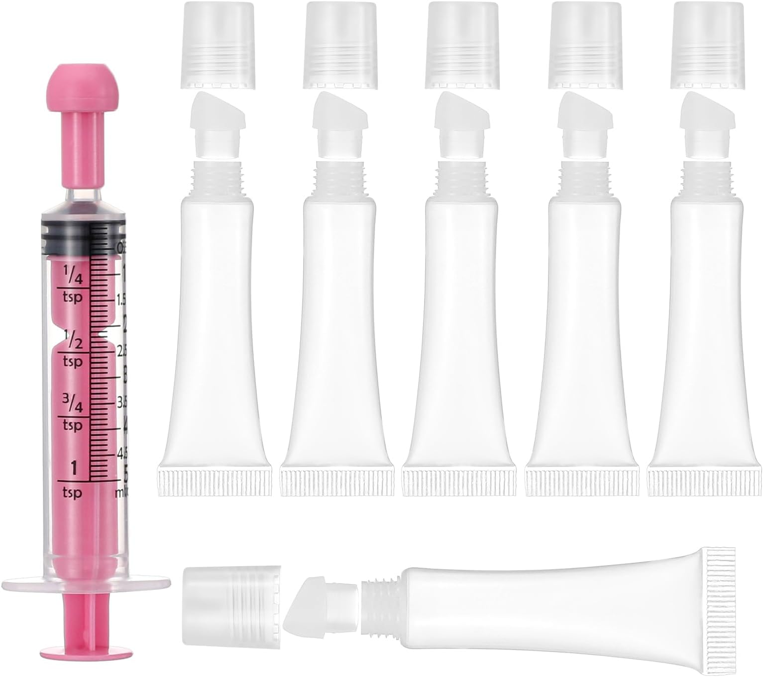 6 Pcs Travel Toothpaste Container Refillable Toothpaste Tubes Lip Gloss Containers Small Squeeze Bottles Mini Cosmetic Tubes Mini Lipgloss Cream Dispenser For Comestic Makeup And Travel Toiletries