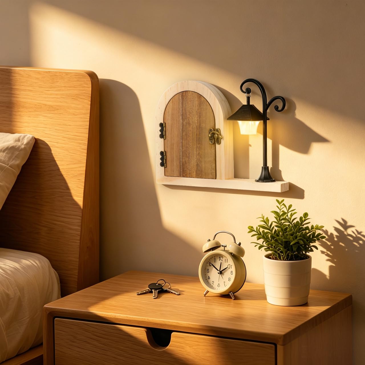 Toddmomy Cache-prise de porte en bois avec veilleuse lumineuse, protection adhésive pour interrupteur et animaux domestiques, plaque de sécurité décorative pour chambre à coucher et salle de jeux