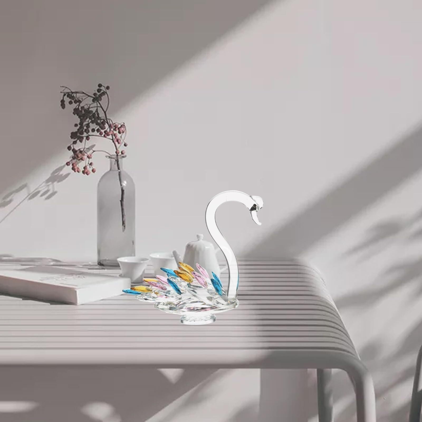 Decoración de Estatuas Figura de Cisne Cristal, Estatua Decorativa for Escritorio, decoración del hogar, compacta Figuras Decorativas