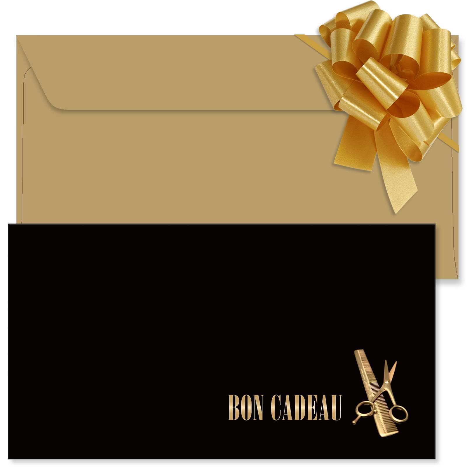 POS BON - 100 bons cadeaux à remplir avec enveloppe/nœud ruban - formulaires imprimés pour des salons de coiffure K1251F-2-100-V1