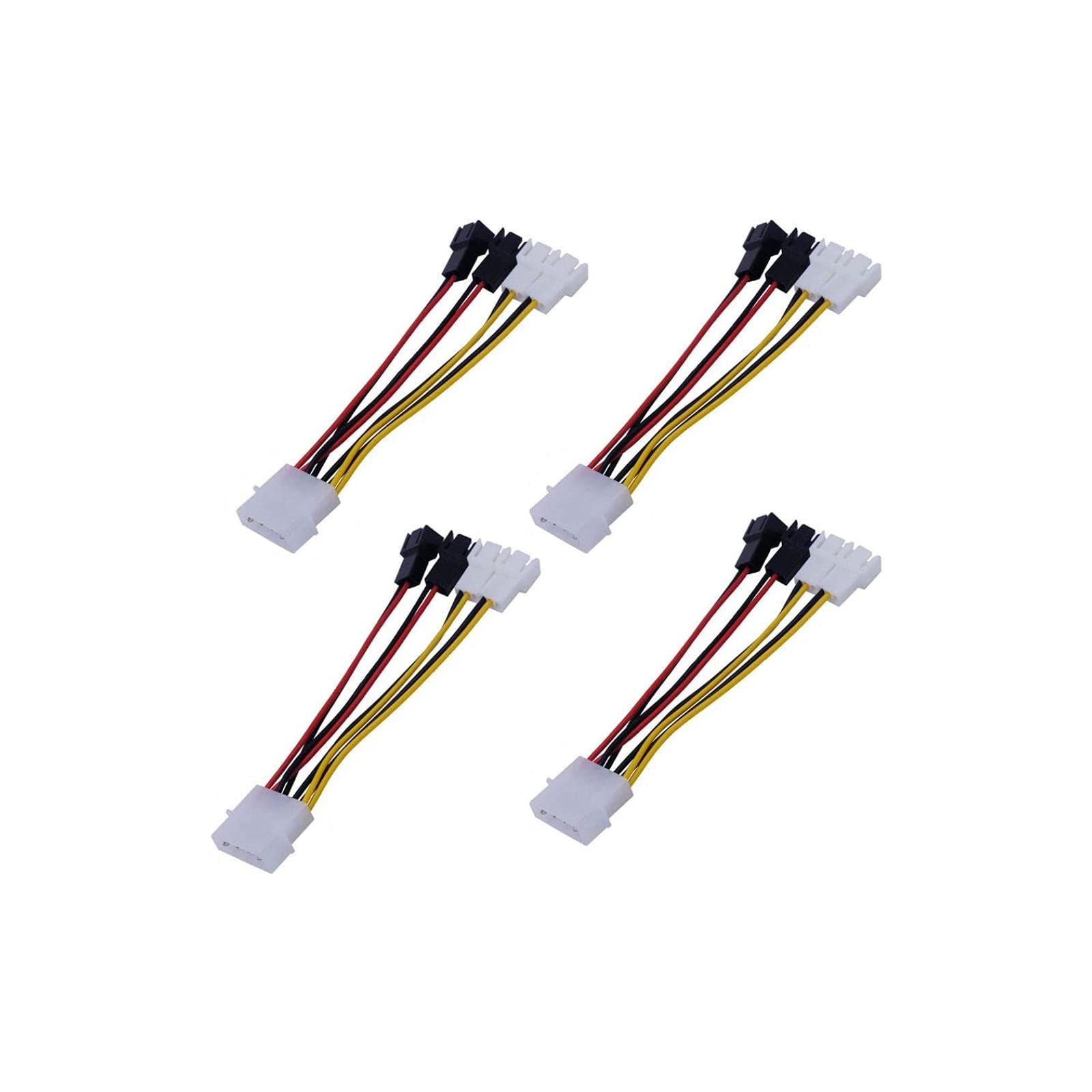 Liyafy Adapter Converter Cable IDE Molex 4-Pin to 4X 3-Pin TX3 Case Cooling Fan Power Cable 4Pcs