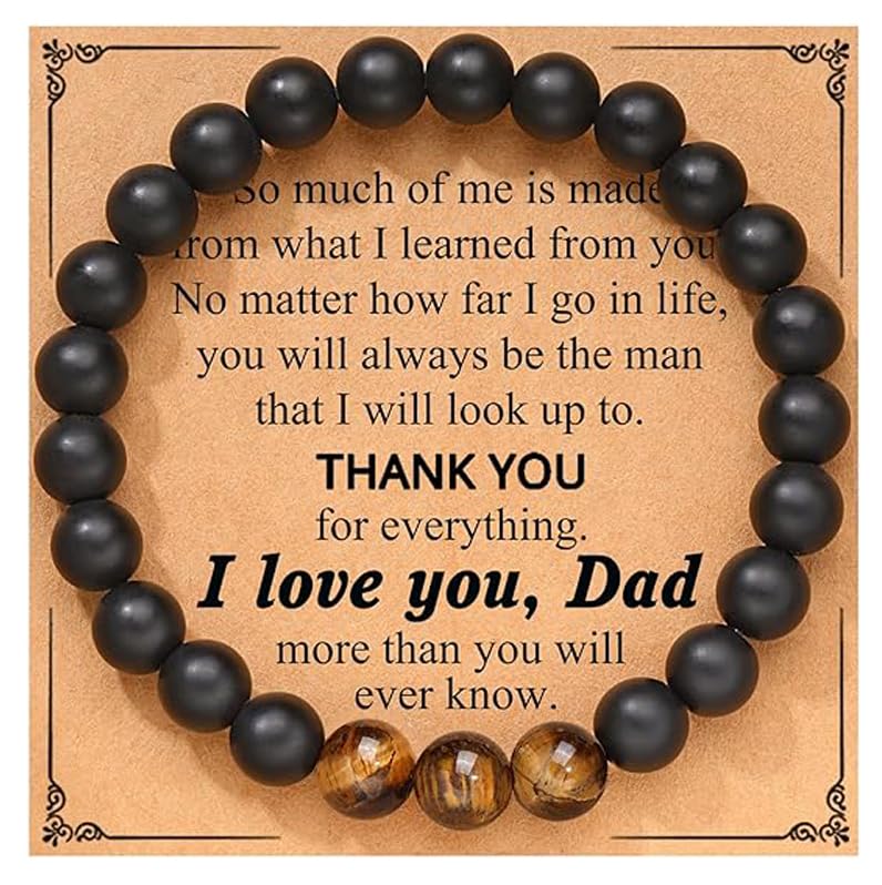 STCORPS7Mens Natural Stone Bracelet - Anniversary Graduation Birthday Fathers Day Easter Christmas Valentines Day Gifts for Son, Dad, Step Dad, Brother, Nephew, Lover