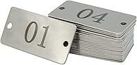 Vista 3 de StayMax Etiquetas numeradas rectangulares de acero inoxidable con dos agujeros de 1 pulgada x 2 pulgadas (1-25)