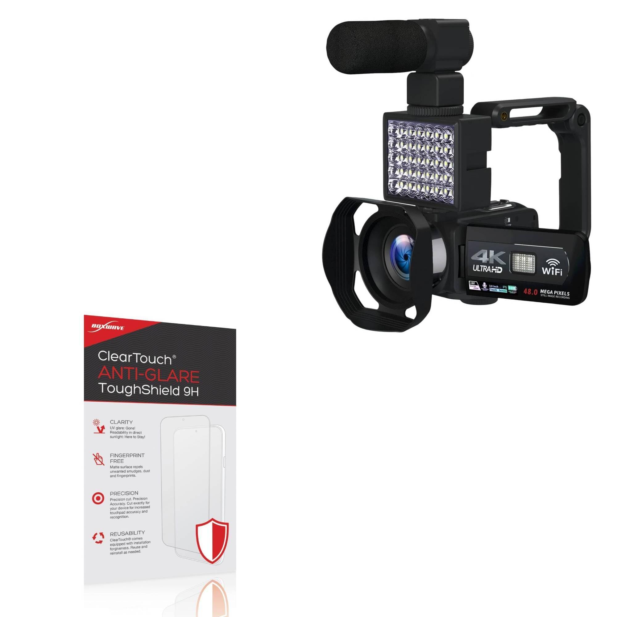 BoxWave Screen Protector Compatible With VETEK Video Camera, 1080P 30MP Camcorder - ClearTouch Anti-Glare ToughShield 9H (2-Pack), Anti-Glare 9H Tough Flexible Film Screen Protector