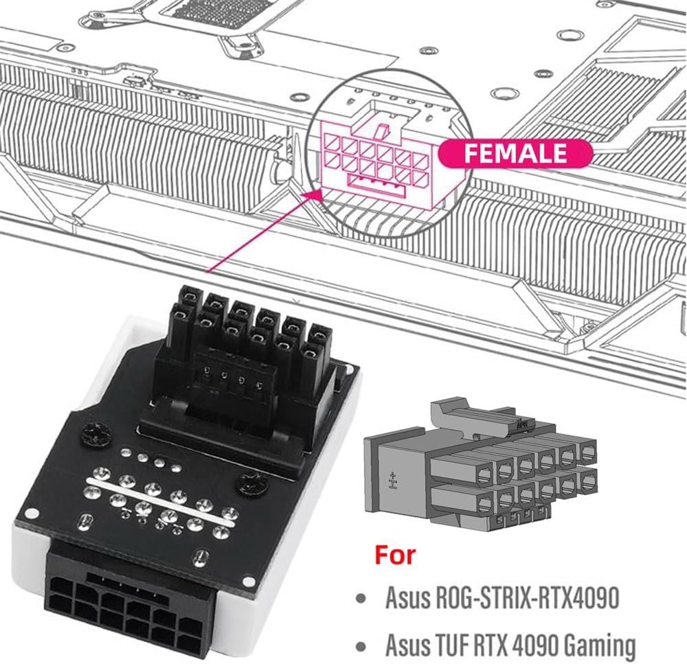 NFHK 12VHPWR ATX3.0 PCI-E 5.0 Power Modular Male to Female Adapter Extension Down Angled 90 Degree for 3080 3090TI PSU 16Pin 12+4P Graphics Card