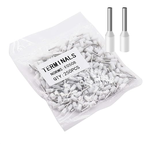 Fidioto Kits de virolas de alambre 22AWGWire, AWG220.5mm terminales de pasador de crimpado aislados blancos para electricidad, industria, industria