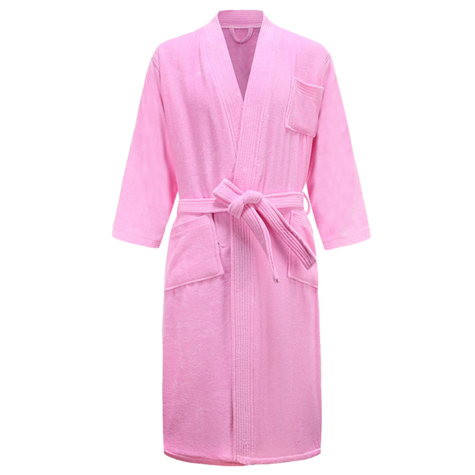 TIANQIHAO Mens Bathrobe Towel Terry Cloth Adult Women'S Soft Cotton Terry Cloth Bathrobe Velour Spa Robe,Pink-Medium