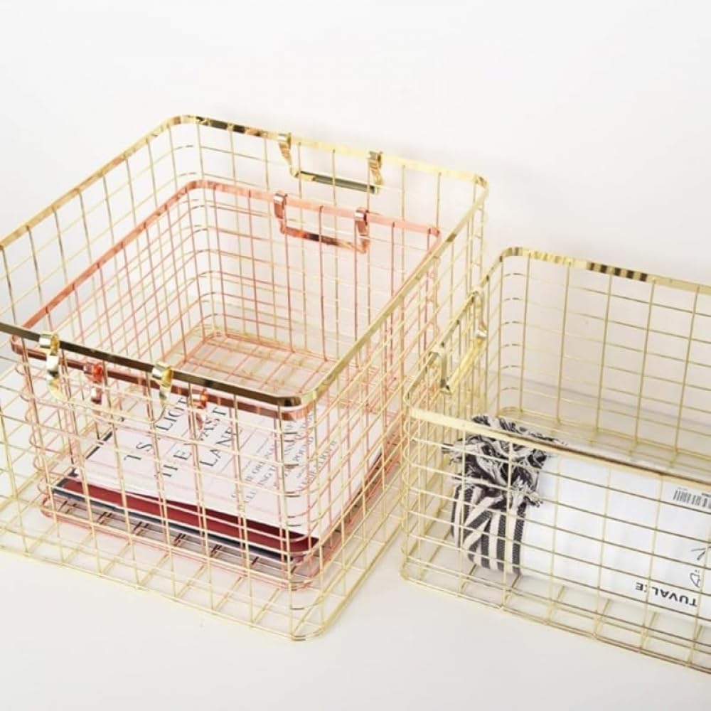 GEBYUI北欧風キッチン食品収納バスケット 吊り下げワイヤー付き ランドリー・ショックアブソーバー兼用 多目的収納に最適