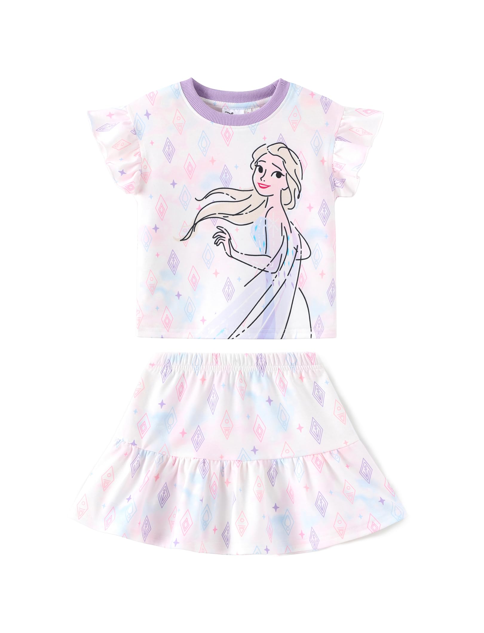 Disney Girls' 2-Piece Outfit Sweatshirt Top &amp; Pleated Skirt Set 2-9Y