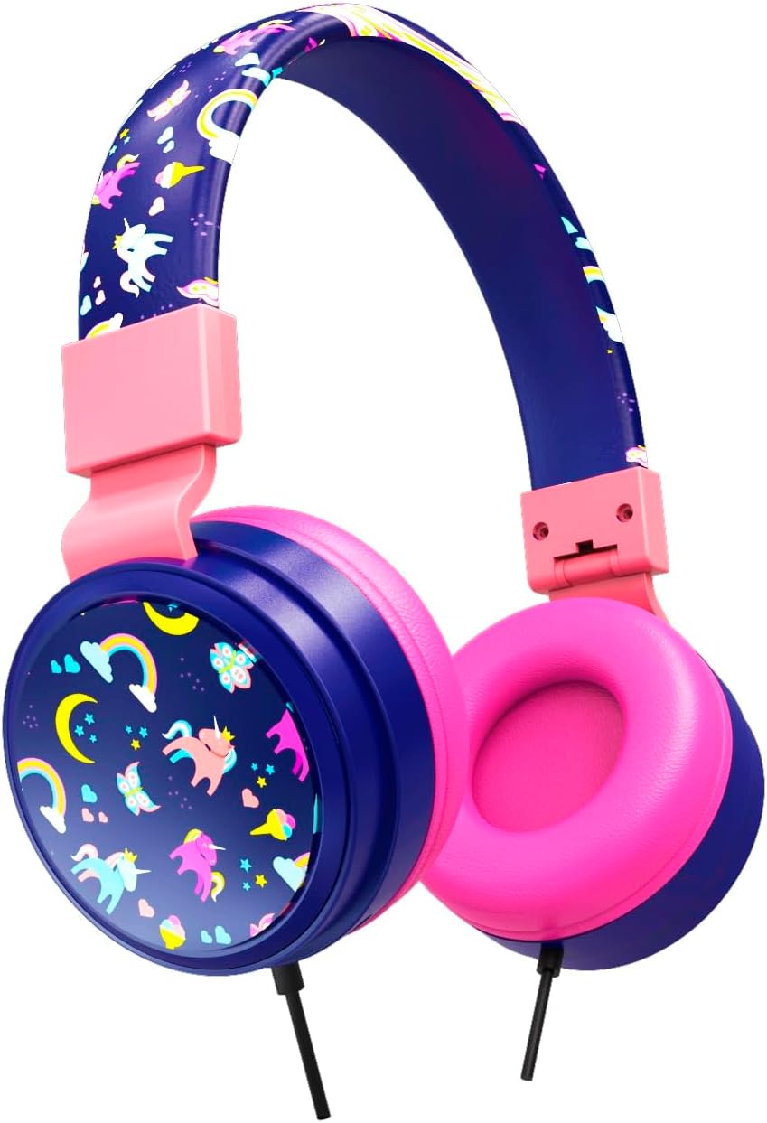 Gabba Goods Kids Safe Headphones, Foldable Tangle-Free 3.5mm Jack, Volume Limiting 85/94dB, Over-Ear with Microphone for School/Toddlers/Teens/Boys/Girls/Ipad/Tablet/Kindle/Phones/Travel/Plane