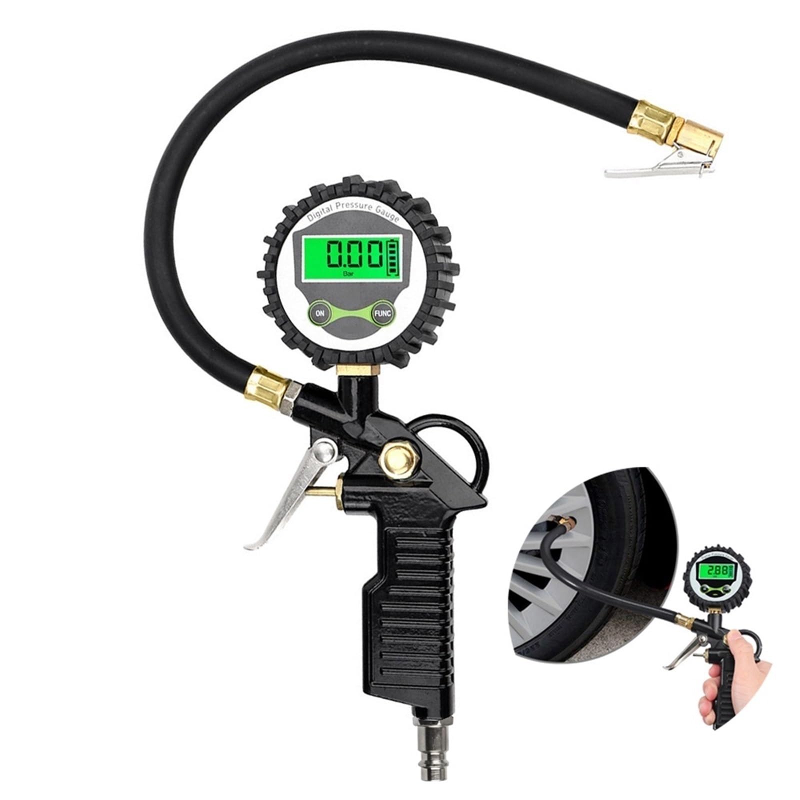 Manometro Presion Neumaticos Inflador de presión de aire for neumáticos de coche, indicador de pantalla, retroiluminación Digital, probador de vehículos, manómetro de control de inflación Medidor Pres