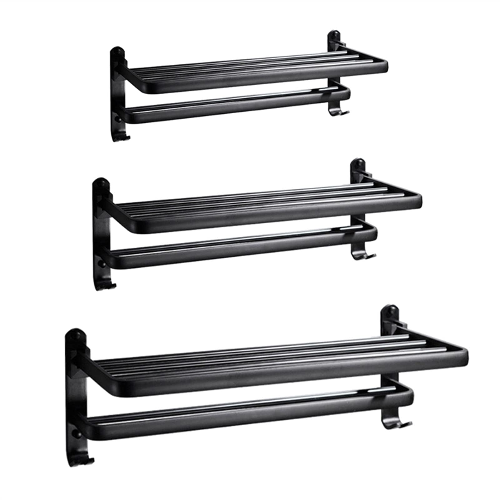 Soporte de Toalla Plegable Almacenamiento Espacio en Estante de Aluminio Toalla de Paredes montadas en la Pared Anillo de Toalla(40cm)