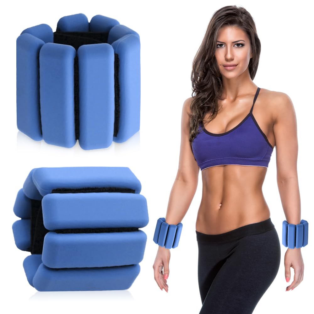 BNGXR Handgelenk & Knöchel Gewichte, Verstellbare Handgelenkgewichte, Set aus 2 (0,45 kg) Verstellbare Gewichte Silikonarmbänder für Frauen und Männer Workouts, für Gehen, Yoga, Pilates (Blau)