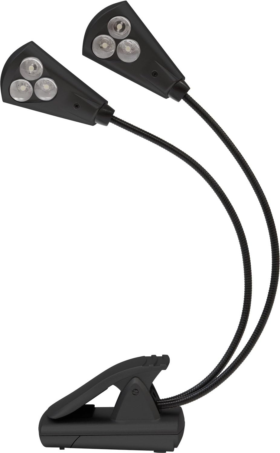 UltraBriteUNL013N3-BLK Dual Head 6-LED Clip Anywhere Long Lasting Book Light AC/DC Black