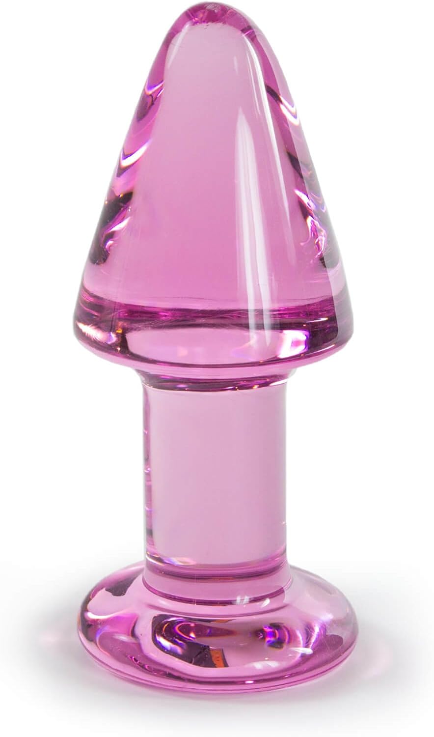 LeLuv Pretty Pink Glass Dildo and Butt Plug 3 Piece Gift Set with Premium Padded Pouches for Each